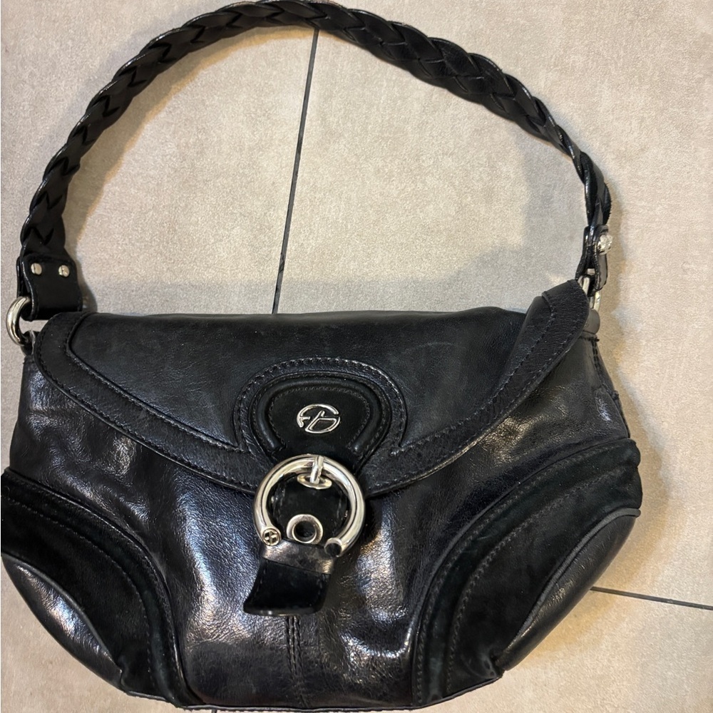 Fransesco Biasia Black hobo Leather Women's Bag braided shoulder strap ex cond